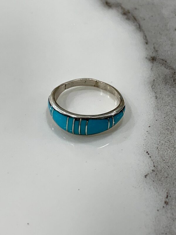 product details: ZUNI TURQUOISE CHANNEL INLAY RING STERLING SILVER photo
