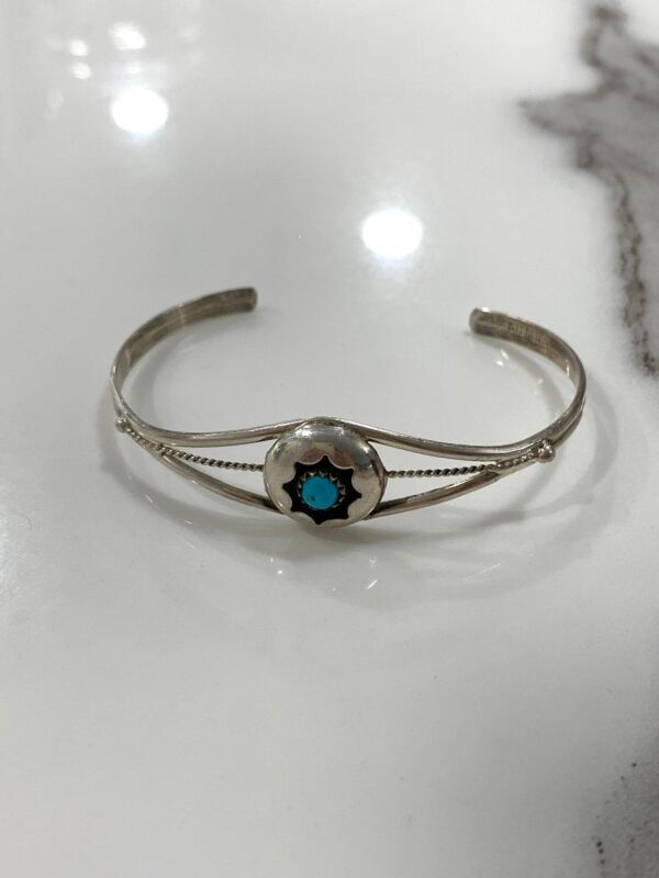 product details: SMALL TURQUOISE SHADOW BOX STERLING SILVER BRACELET photo