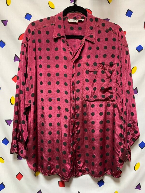 product details: AMAZING IRIDESCENT RAYON POLKA DOT SHIRT MADE IN INDIA photo