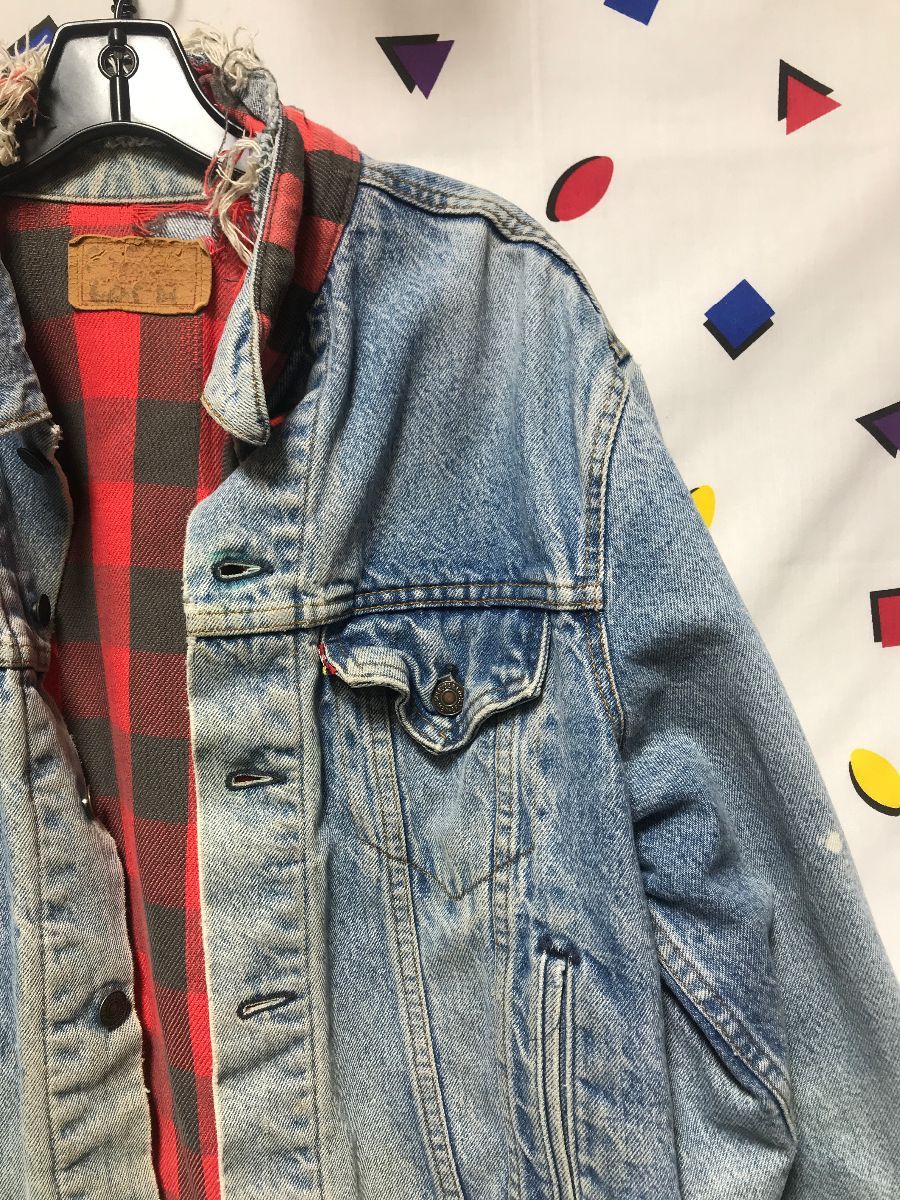 Distressed Levis Red Tag Denim Jacket With Flannel Lining As-is ...