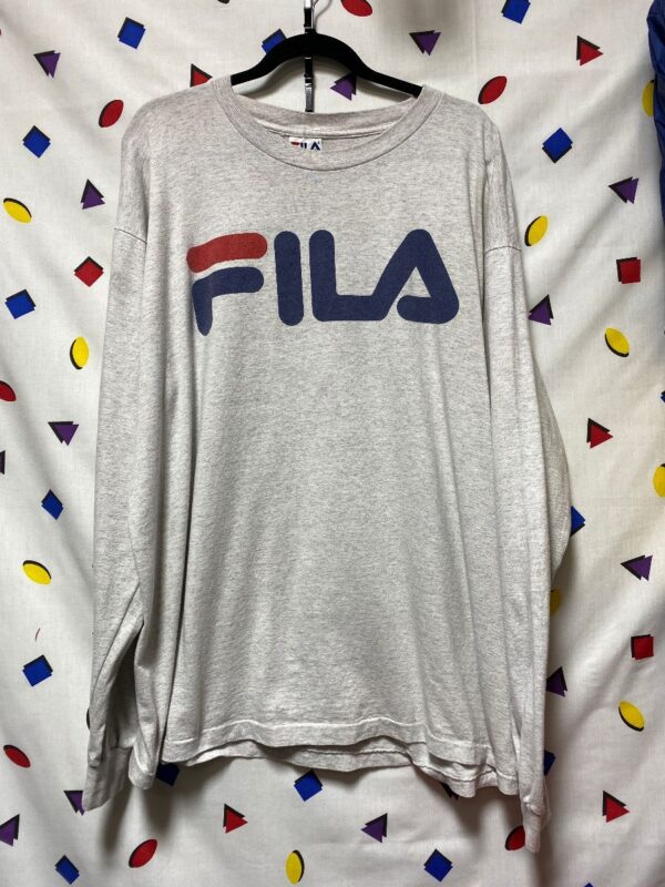 product details: 1990S FILA LS CREWNECK SHIRT WITH CLASSIC LOGO DESIGN 100% COTTON MADE IN USA AS-IS photo