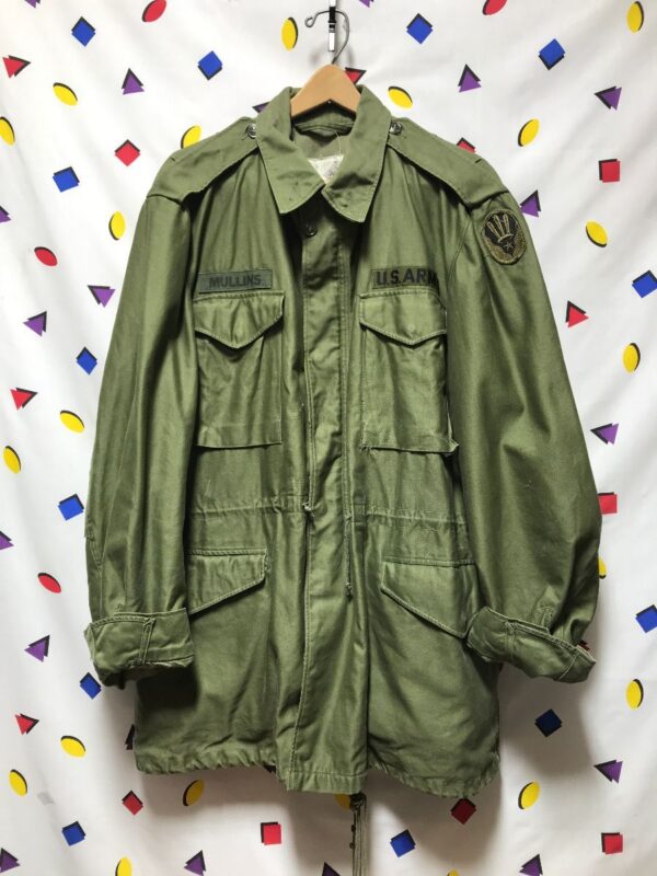 product details: MULLINS US ARMY PATCH JACKET FIELD COAT WITH CINCHED WAIST AND MULTI POCKETS KOREAN WAR photo