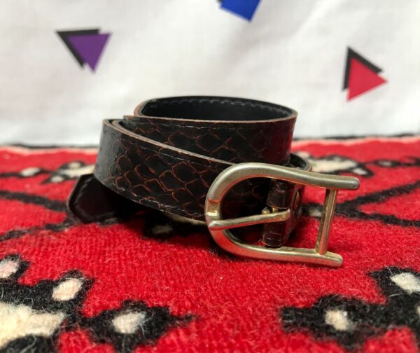 product details: BELT SKINNY REAL SNAKE SKIN CHERRY BLACK AS-IS photo