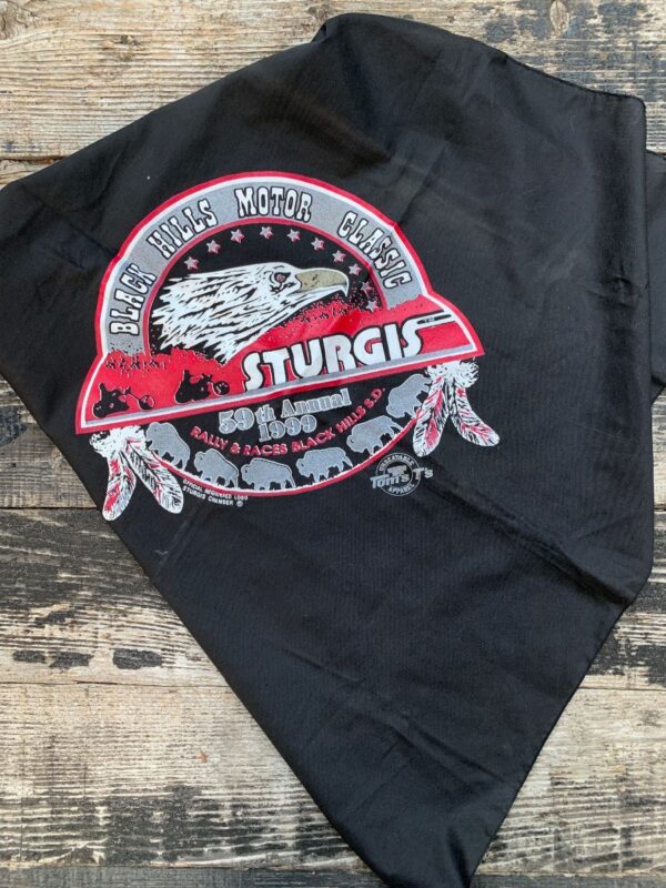 product details: OVERSIZED DEADSTOCK STURGIS 1999- 59TH ANNUAL BLACK HILLS MOTOR CLASSIC GLITTER DREAMCATCHER BANDANA photo