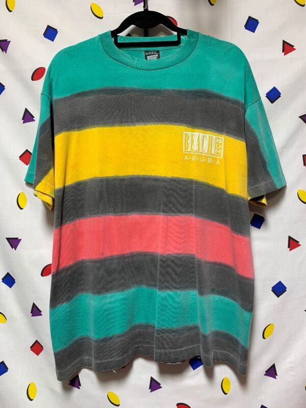 product details: T-SHIRT COLORFUL STRIPED BEACH BUM ARUBA - AS IS photo