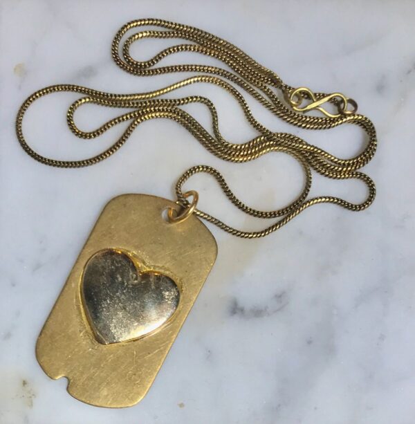 product details: HEART GOLD DOG TAG NECKLACE WITH GOLD ROPE CHAIN photo