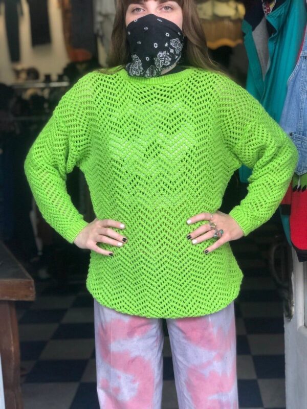 product details: NEON MESH-KNIT LONG SLEEVE SWEATER photo
