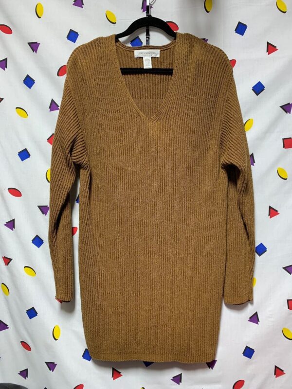 product details: LONG SLEEVE RIBBED SWEATER DRESS photo