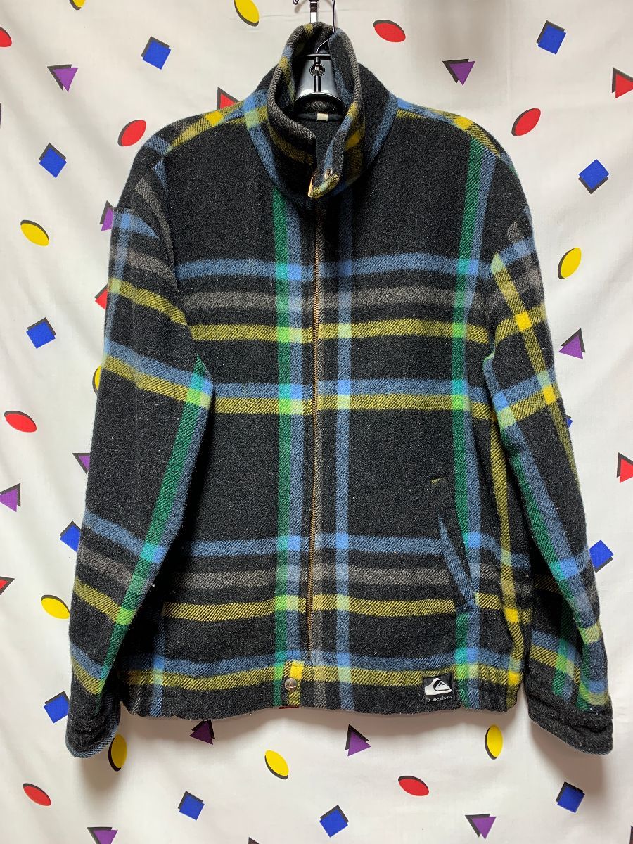 Rare 90s Quicksilver Thick Wool Zipup Flannel Jacket | Boardwalk Vintage