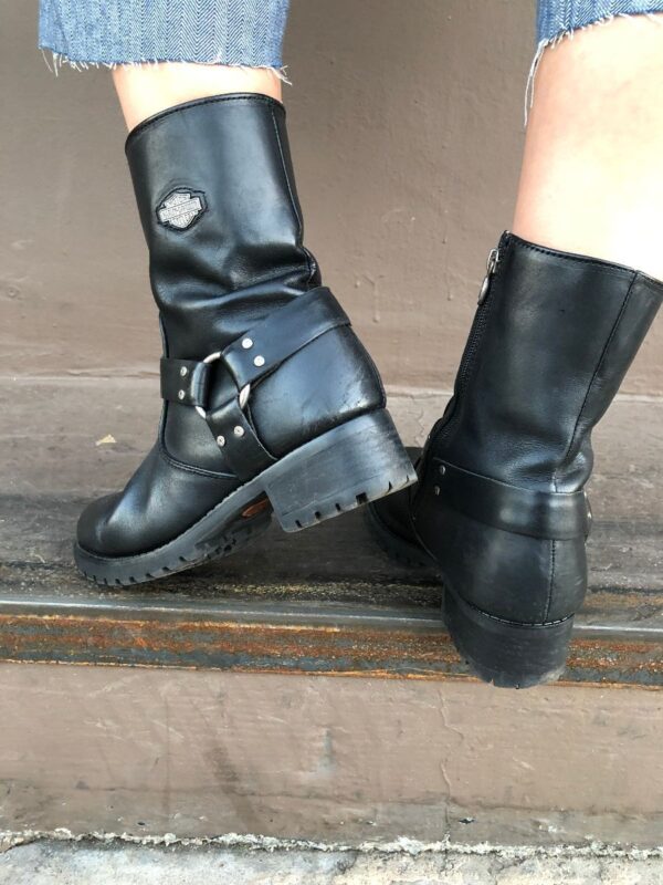 product details: LEATHER HARLEY ANKLE BOOTS HARNESS BUCKLE photo