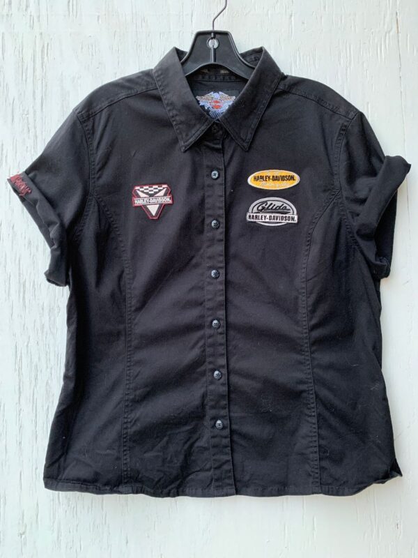 product details: HARLEY DAVIDSON BD SS COLLARED SHIRT WITH PATCHES photo