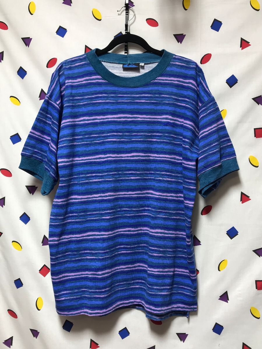 Vintage 1990s Quiksilver Abstract Waves Horizontal Striped Oversized ...