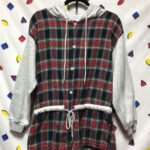 LONG CUT HOODED FLANNEL JACKET CINCHED WAIST