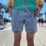HIGH-WAISTED ACID WASH PARACHUTE SHORTS WITH TINY POCKETS AS-IS