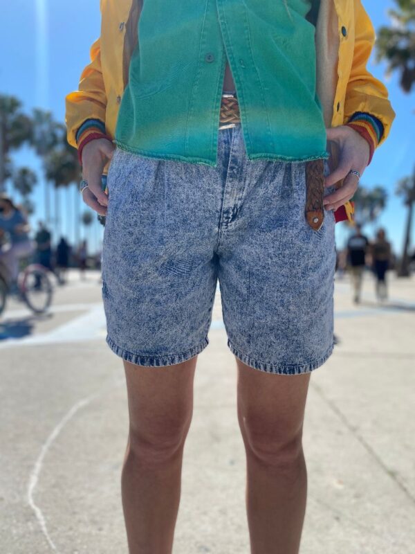 product details: HIGH-WAISTED ACID WASH PARACHUTE SHORTS WITH TINY POCKETS AS-IS photo