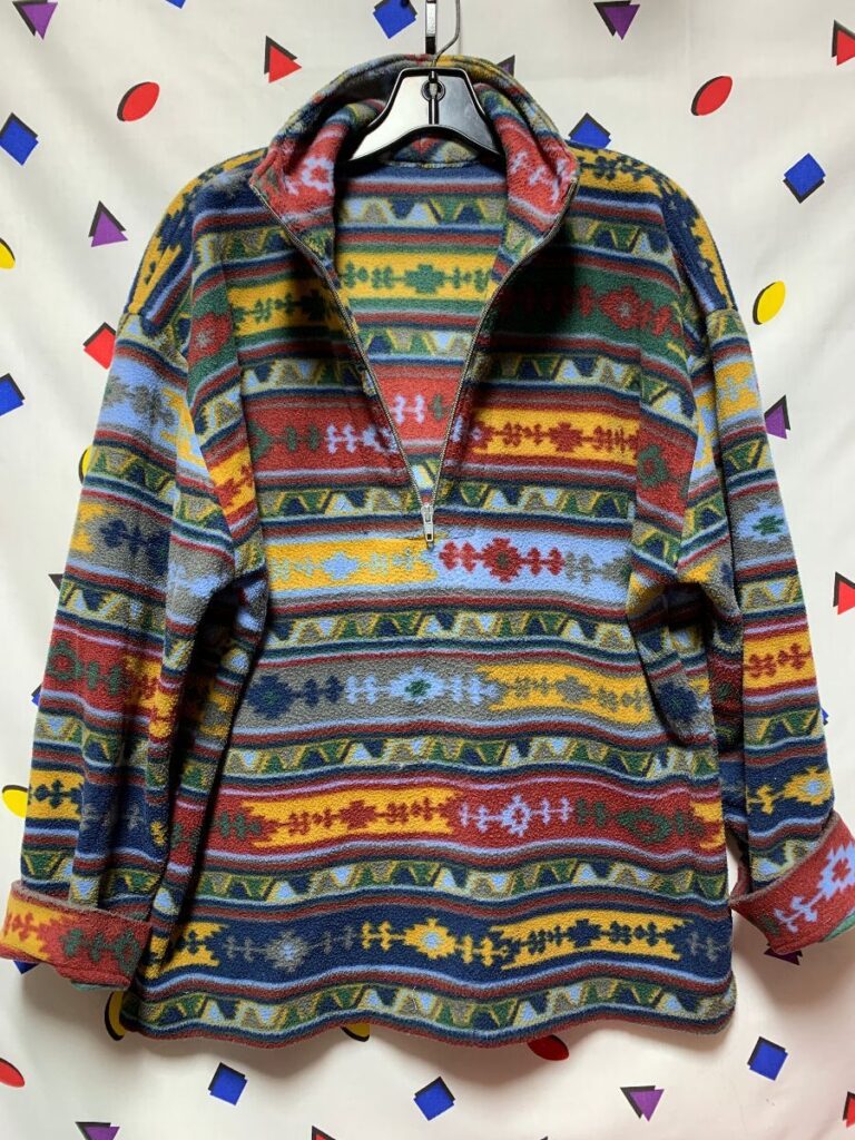Aztec Fleece 1/4 Zip Pullover Sweatshirt Jacket | Boardwalk Vintage