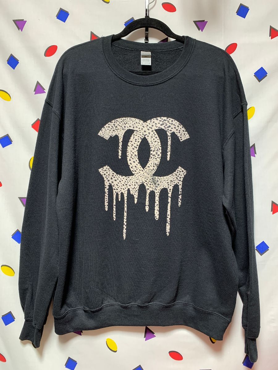 Crewneck Sweatshirt Animal Print Drip Chanel Graphic