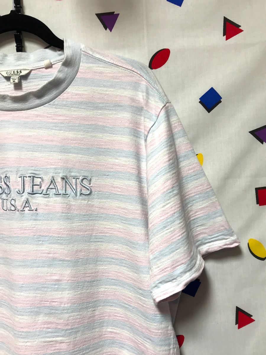 fiber Diskant bitter Asap Rocky X Guess Jeans Gue$$ Pastel Stripe T-shirt | Boardwalk Vintage