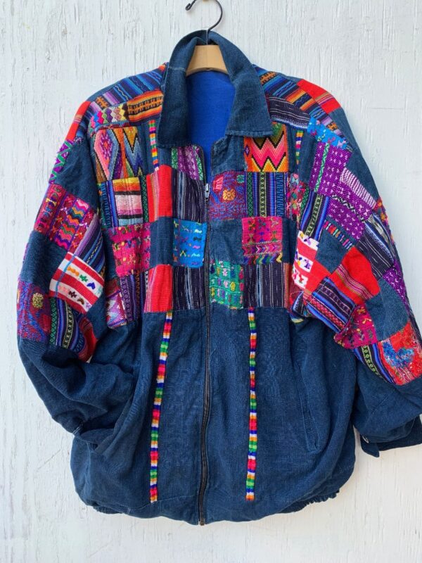 product details: AMAZING & PERFECT INDIGO PATCHWORK GUATEMALAN ZIPUP JACKET photo