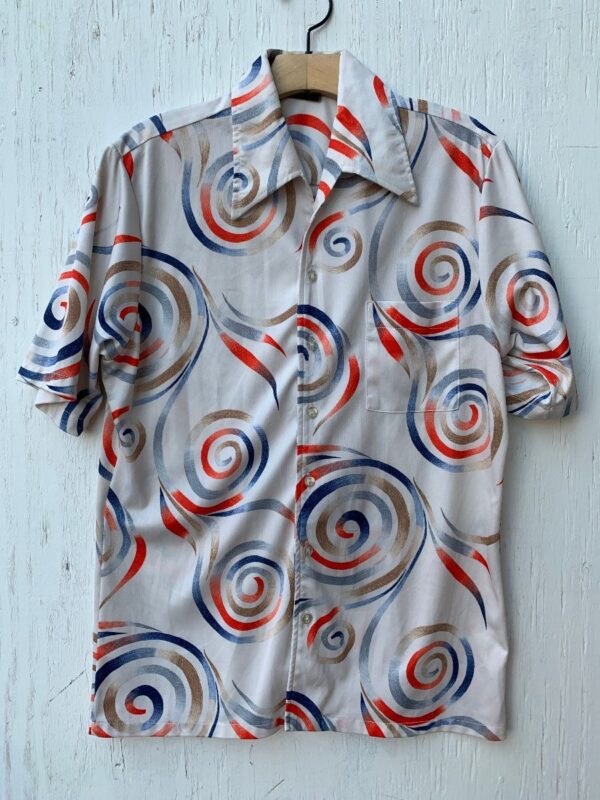 product details: SHORT SLEEVE POLYESTER DISCO SHIRT FUNKY PRINT photo