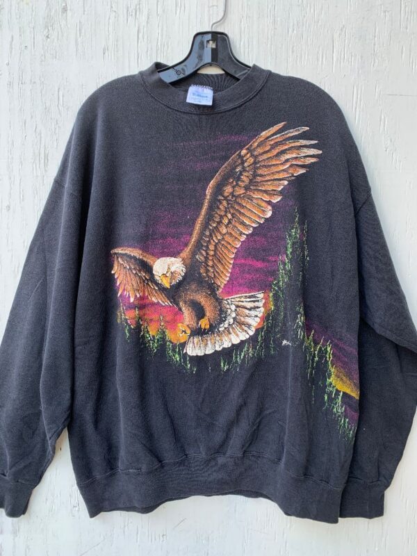 product details: RAD LARGE DOUBLE EAGLE GRAPHIC CREW NECK SWEATSHIRT CRACKLE PRINT photo