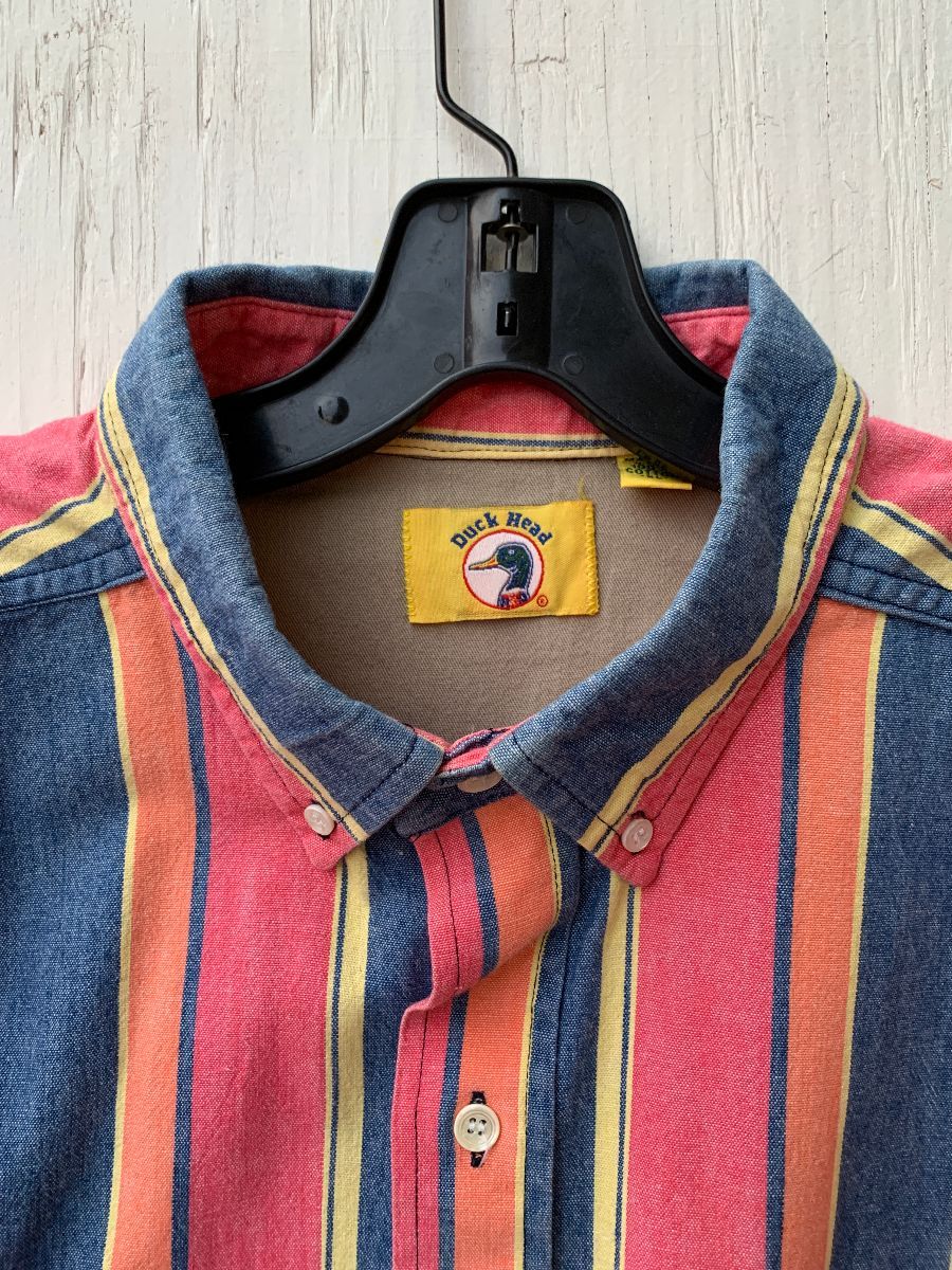 Multi Colored Striped Cotton Shirt As-is | Boardwalk Vintage