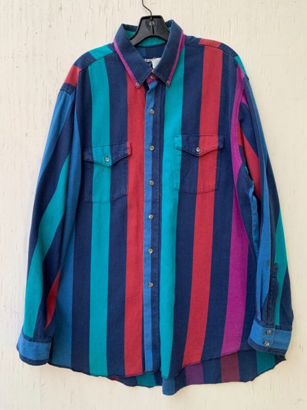 product details: HEAVY COTTON VERTICAL STRIPE SHIRT MULTI COLOR WESTERN SHIRT photo