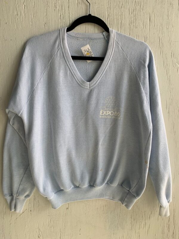 product details: COTTON V-NECK PULLOVER SWEATSHIRT EXPO 86\ AS-IS photo