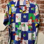 Sold: LIGHTWEIGHT BRIGHT MICKEY MOUSE CRAYON SQUARE PRINT SHORT SLEEVE SHIRT
