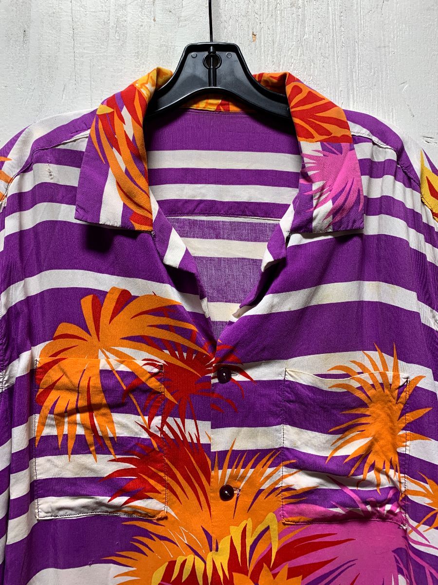 Black Hawaiian Leaf Button Up Shirt,Black Orange Blue Light Pink Tropical Leaves,1990s Hawaiian Short Sleeve