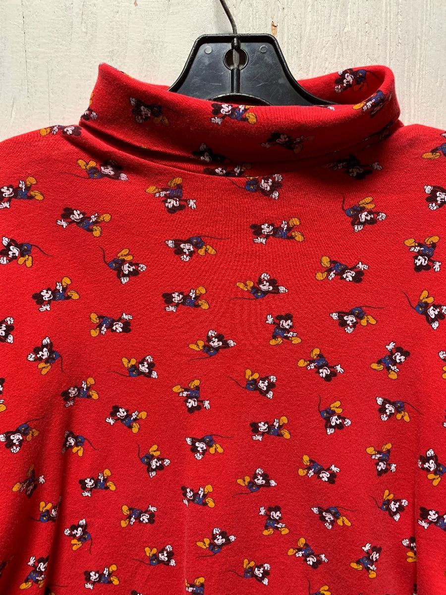 Dancing Mickey Mouse All Over Print Turtleneck Long Sleeve T-shirt ...