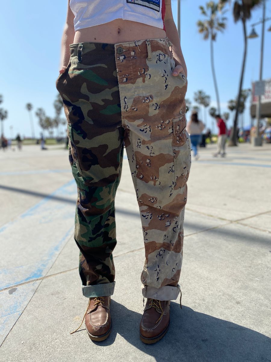 Repurposed Split Camouflage Pants Jungle / Desert