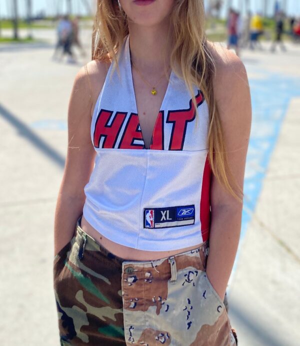 product details: REPURPOSED & RECONSTRUCTED HALTER JERSEY MIAMI HEAT photo