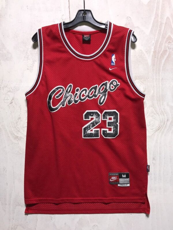 product details: NBA CHICAGO BULLS BASKETBALL JERSEY #23 JORDAN W/ CURSIVE CHICAGO photo