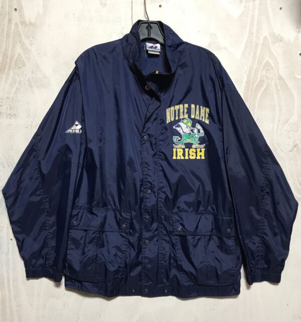 product details: NOTRE DAME FIGHTING IRISH WINDBREAKER FULL ZIP AND SNAP FRONT JACKET WITH SIDE AND FRONT POCKETS - AS IS photo