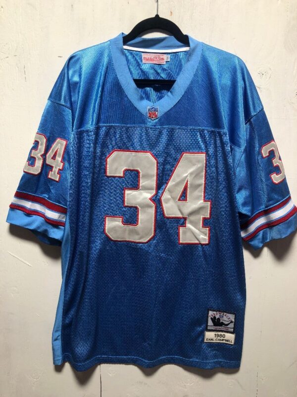 product details: THROWBACK NFL HOUSTON OILERS FOOTBALL JERSEY #34 CAMPBELL photo
