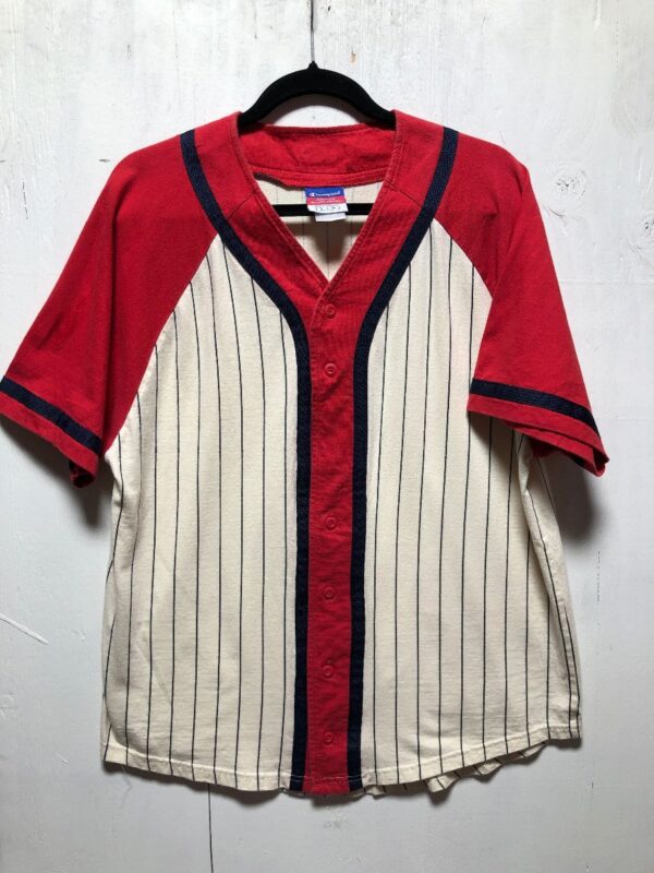 product details: BLANK BUTTON-UP PINSTRIPE BASEBALL JERSEY photo