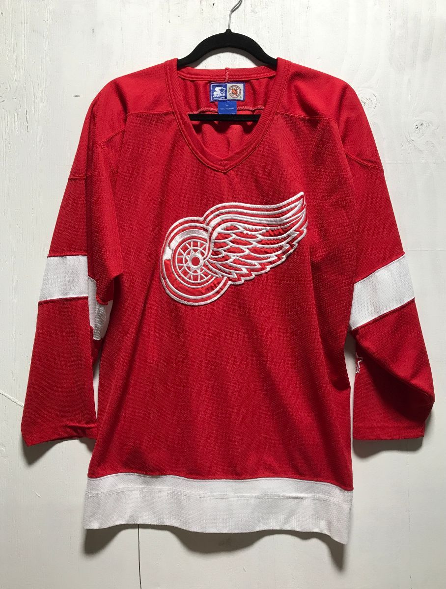 Detroit Red Wings Vintage 90s Starter Hockey Jersey White and Red Uniform  Shirt Men's by NHL Licensed Product