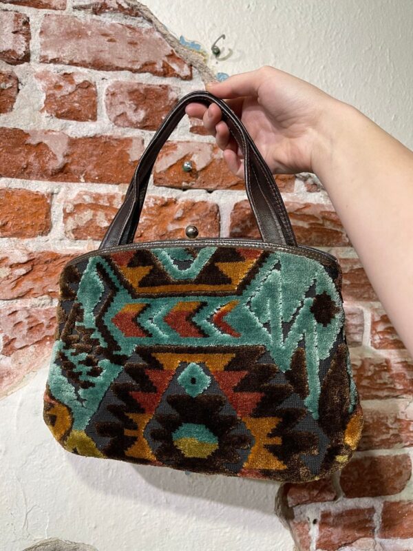 product details: SMALL LEATHER ABSTRACT AZTEC CARPET DESIGN HANDBAG photo