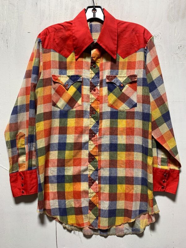 product details: RAD 1970S PLAID CHECK WESTERN SHIRT WITH PEARLESCENT SNAP BUTTONS photo