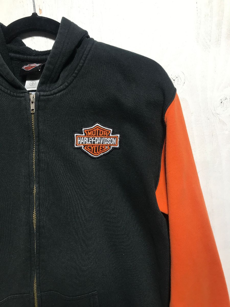 Harley Davidson Logo Two-tone Zip-up Hooded Jacket | Boardwalk Vintage