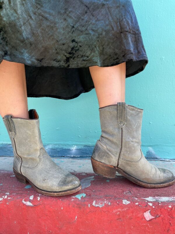 product details: SOFT LEATHER ANKLE COWBOY BOOTS W/LEATHER SOLE photo