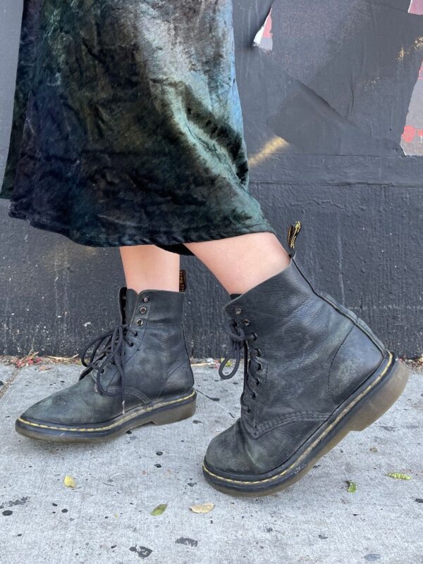 product details: SUPER SOFT LEATHER ANKLE HIGH DOC MARTEN LACE-UP BOOTS - AS IS photo