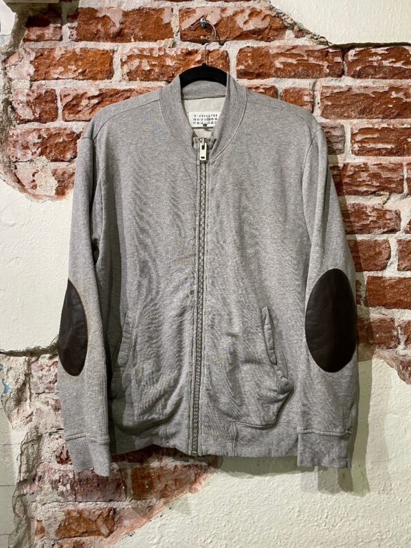 product details: LS ZIP-UP MOCK NECK JACKET WITH LEATHER ELBOW PATCHES MADE IN PORTUGAL photo
