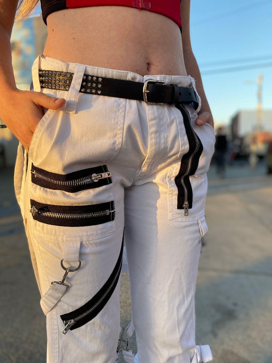 Y2k Allover Zipper Bondage Pants Detachable Butt-flap As-is