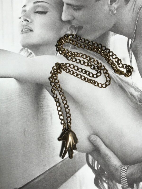 product details: BRASS GANGSTER HAND PENDANT NECKLACE WITH THICK CHAIN photo
