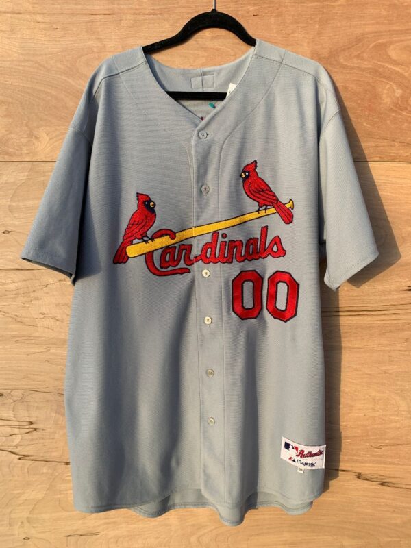 product details: ST. LOUIS CARDINALS BOWDEN #00 SHORT SLEEVE BUTTON DOWN CHAIN STITCHED EMBROIDERY BASEBALL JERSEY AS-IS photo