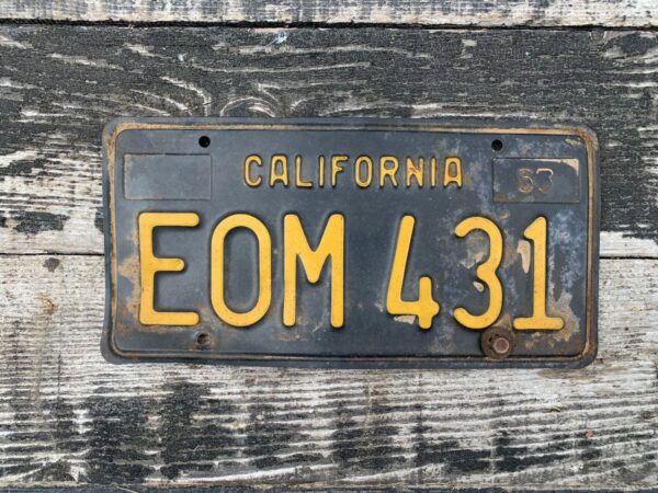 product details: VINTAGE CALIFORNIA LICENSE PLATE 63 EOM photo