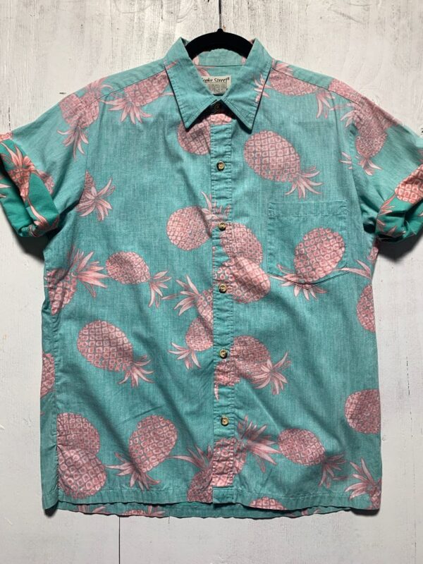 product details: FUN PASTEL COLOR WAY PINEAPPLE PRINT SS BD COTTON HAWAIIAN SHIRT photo