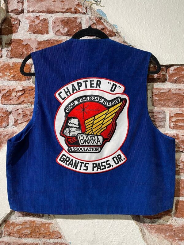 product details: CHAPTER D GOLD WING ROAD RIDERS PATCHED CORDUROY VEST W/ CHAIN LINK BUTTON CLOSURE photo